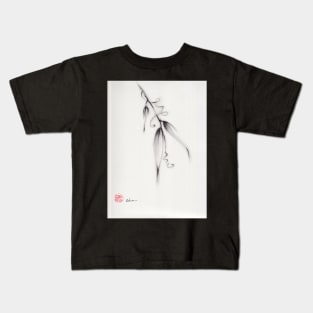 "Leaves' Charcoal pencil drawing on paper Kids T-Shirt